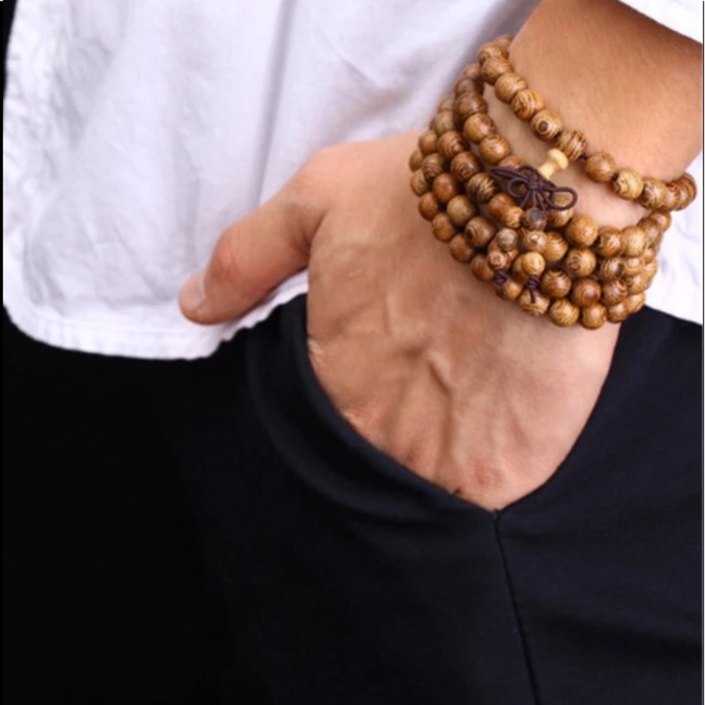 NEW Mala 8mm Unisex 108 Bead Strand 20" Elastic Wrap Cord Zen Prayer Meditation - Picture 8 of 10